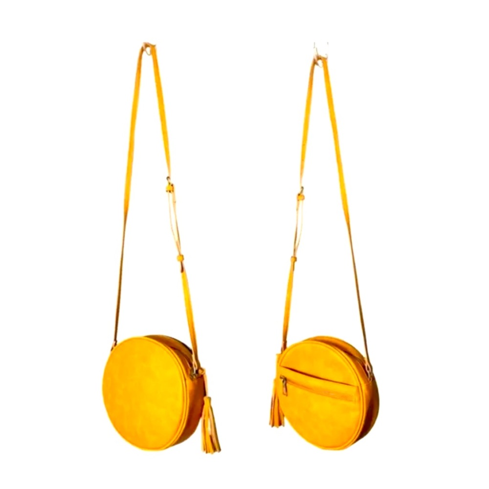 Antik Kraft Women’s Round Zipper Tasseled  Faux Leather Crossbody Bag